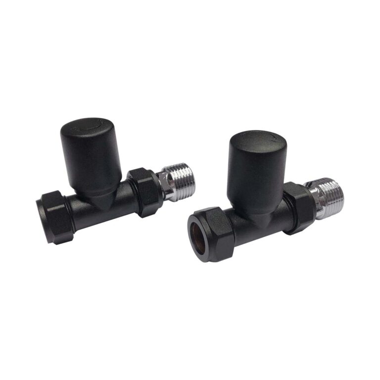 Bayou Towel Rail Valves Straight Pair - Black