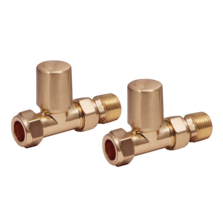 Bayou Towel Rail Valves Straight Pair - Brushed Brass