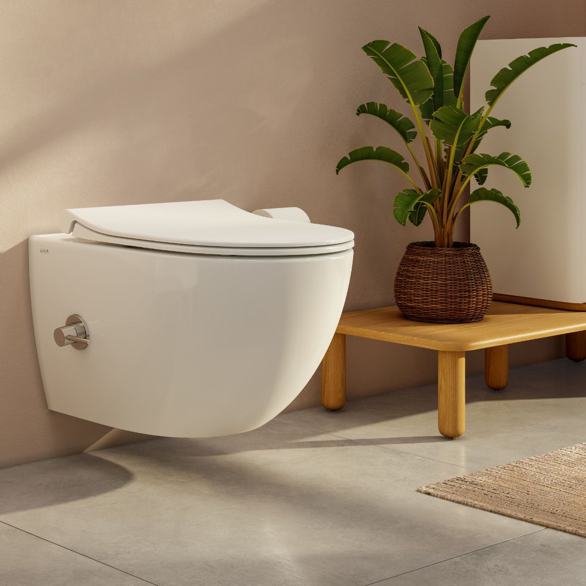 VitrA Aquacare Sento Rimless Wall Hung Wc with Integrated Thermostatic Stop Valve & Bidet Function - White 3