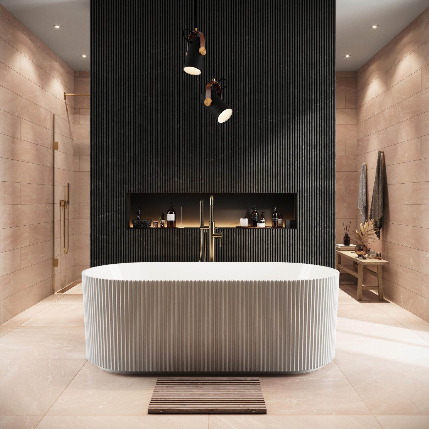 Bayou Acrylic Fluted Freestanding Bath 1700 x 800 x 600 - White