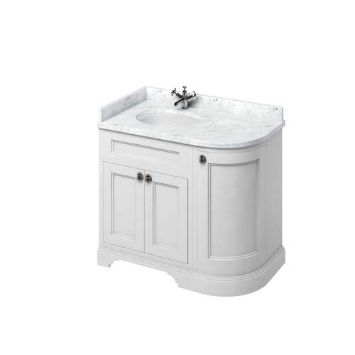 Burlington Minerva Worktop with White Vanity Bowl 100 x 55cm Left Hand - Carrara White Marble