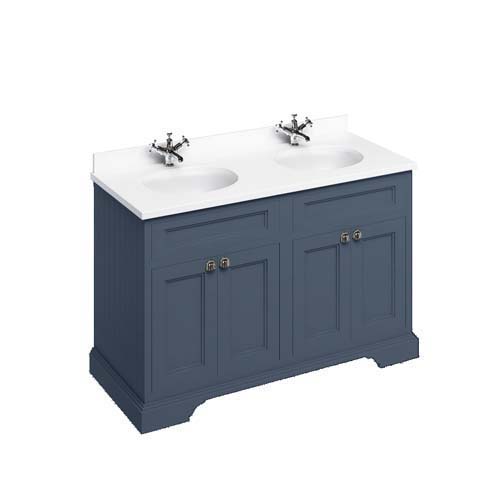 Burlington Vanity Unit 130 x 85H x 55cm with Four Soft Close Doors & Adjustable Glass Shelves - Blue 9