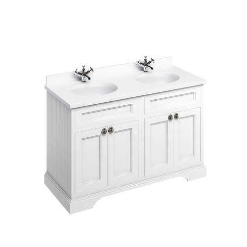 Burlington Vanity Unit 130 x 85H x 55cm with Four Soft Close Doors & Adjustable Glass Shelves Matt White 8
