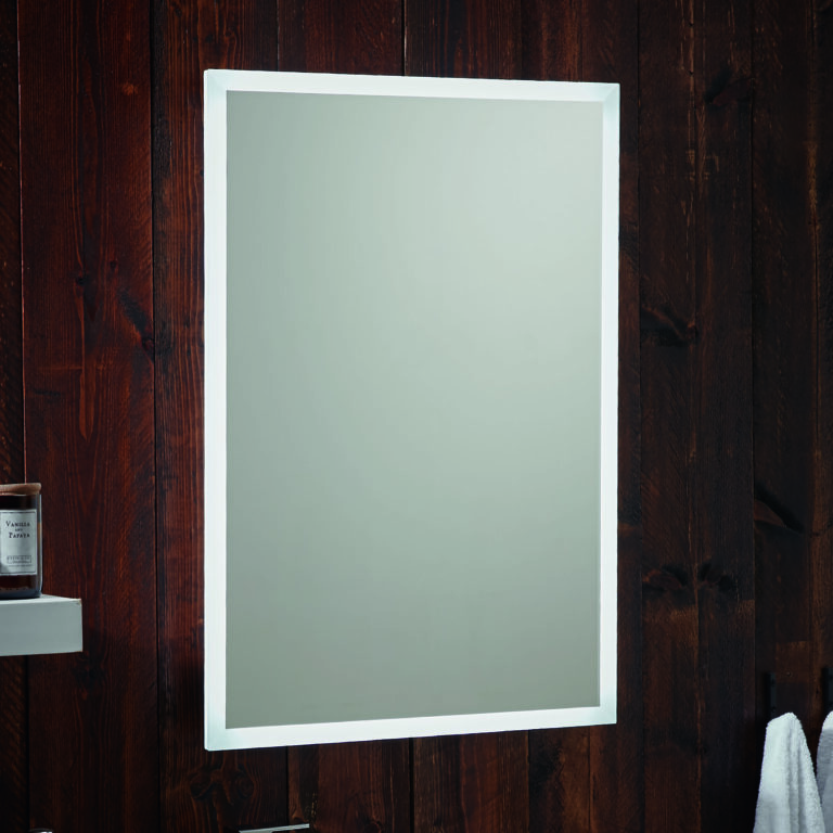 Bayou Led Bathroom Mirrors Mosca Led Mirror With Demister Pad And Shaver Socket And Bluetooth 500 x 700mm - Brushed Steel