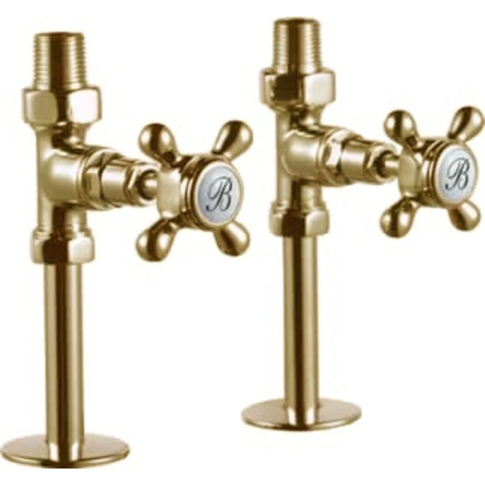 Burlington Straight Radiator Valves Pair - Gold