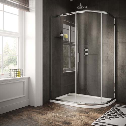 Bayou 6 Offset Quadrant Single Door 1200 x 800mm 550mm Radius 1170-1190mm 770-790mm - Chrome