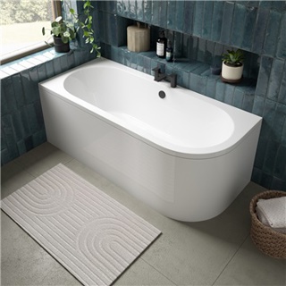 Bayou J-Bath Double Ended Bath 1650 x 725mm Right Hand - White 1