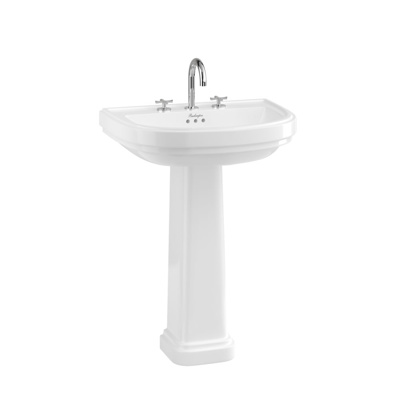Burlington Riviera D Basin 650mm 3 Tap Hole - White